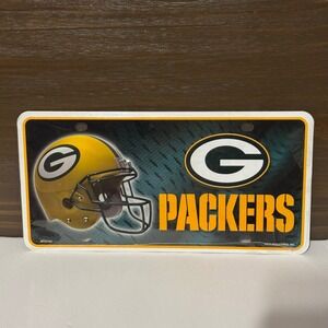 Rico Industries Green Bay Packers License Plate NFL Helmet Logo MTG3301 Gold New